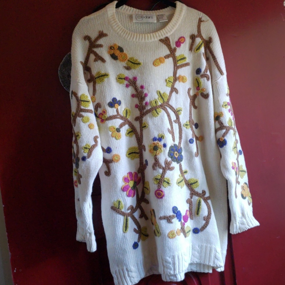 Floral knit sweater